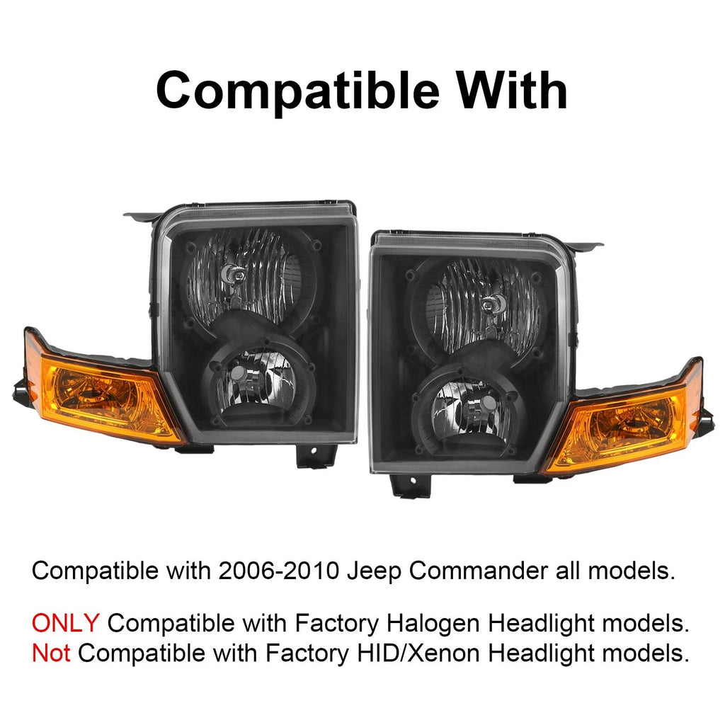 Black Crystal Headlights for Jeep Commander (2006-2010)