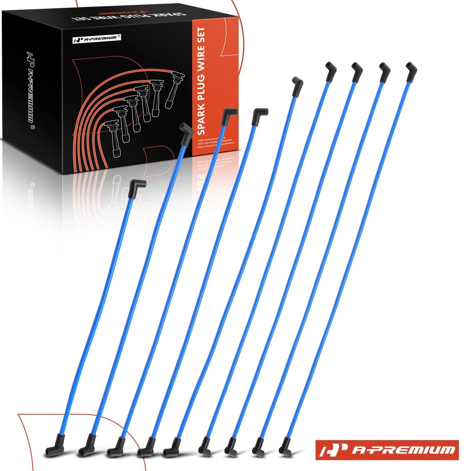 9Pcs Blue Spark Plug Wire Set 10.5MM for SBC BBC HEI (1955–2000)