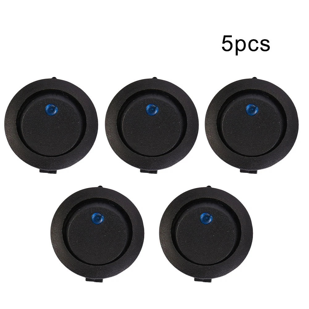 Set of 5 Round 3-Pin LED Switches for Automotive Applications
