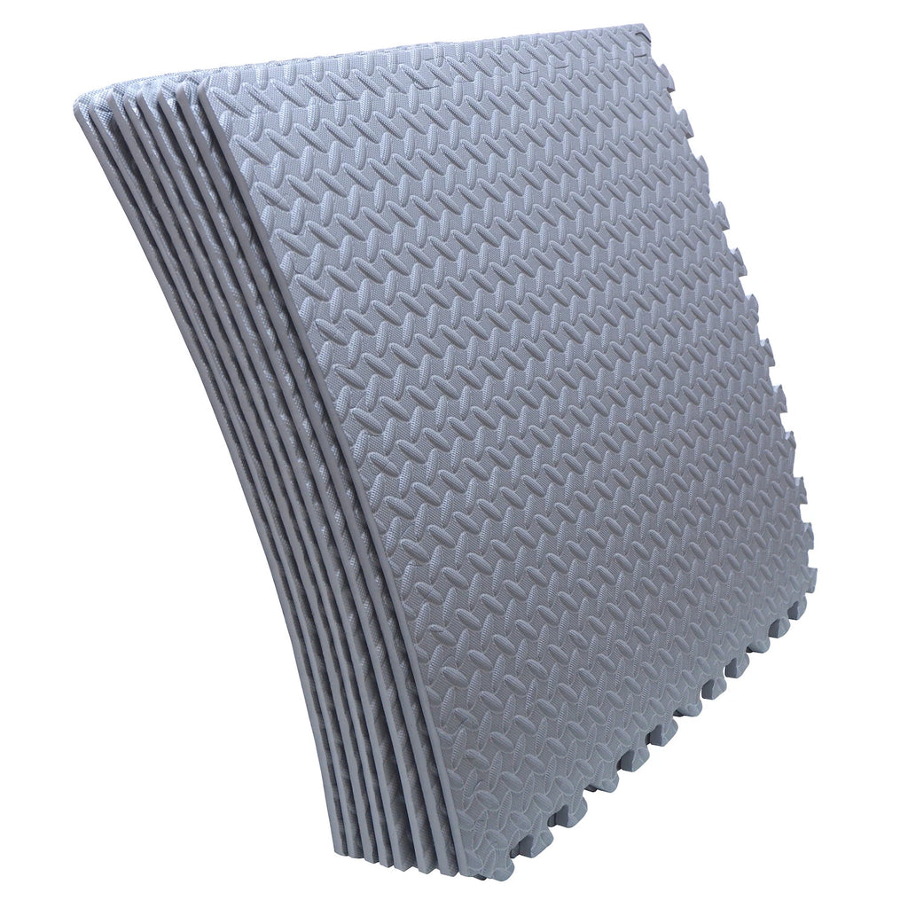 8PC EVA Foam Exercise Tiles for Gym Fitness Yoga Workout 24x24 Gray