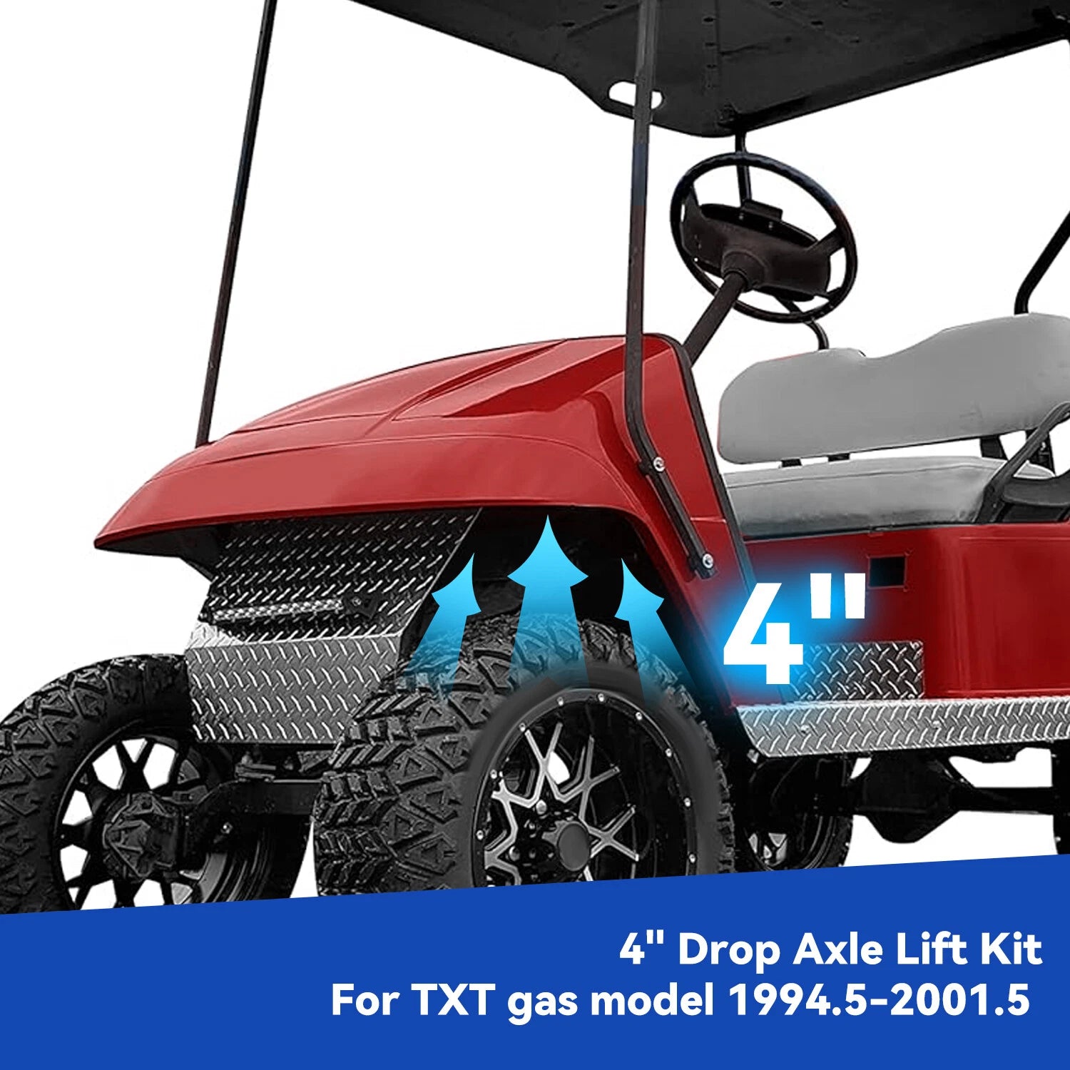 4" Drop Axle Lift Kit for EZGO TXT Medalist Gas Golf Cart (1994.5–2001.5)
