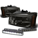 Smoked Crystal Tint Headlight + Amber Corner + LED Fog Light Set for Silverado (2003–2007)
