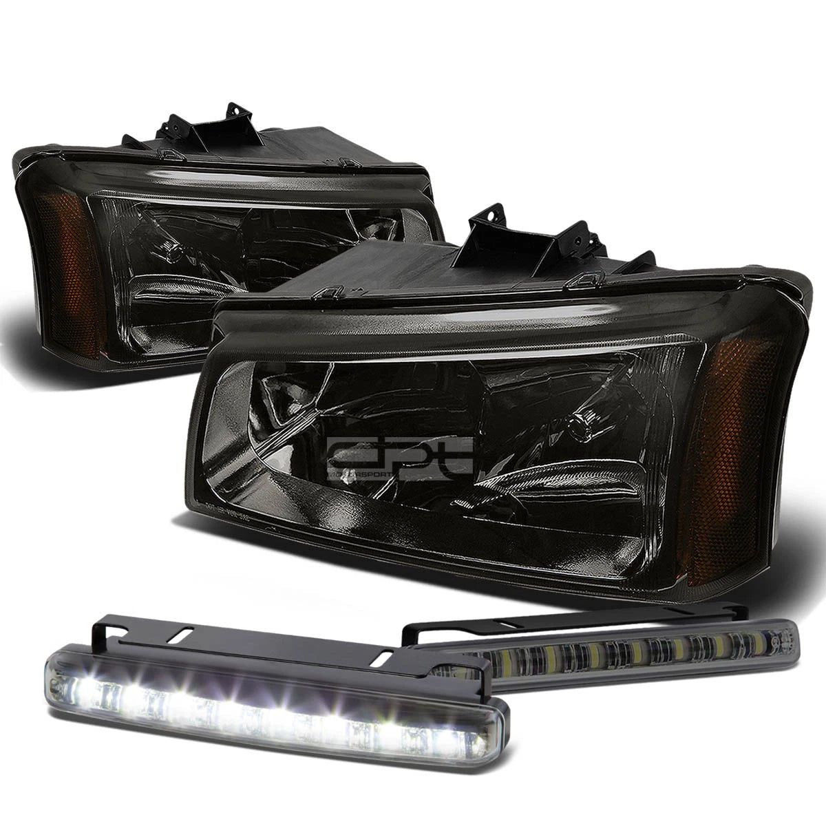 Smoked Crystal Tint Headlight + Amber Corner + LED Fog Light Set for Silverado (2003–2007)