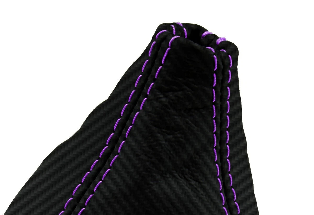 Carbon Fiber Manual Shift Boot Cover for Acura Integra (1994–2001) Purple Stitch