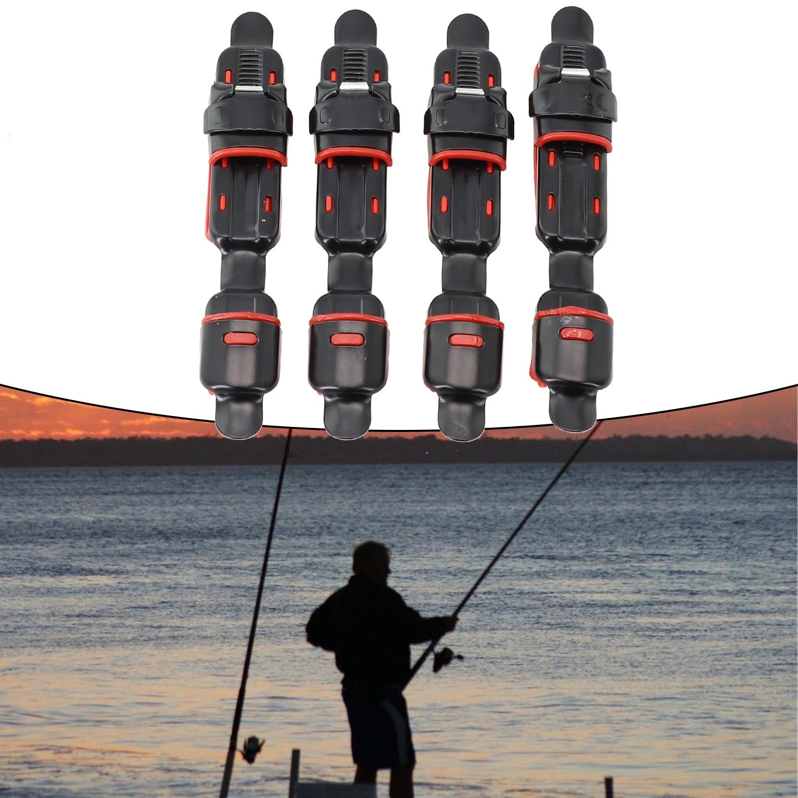 Set of 4 Reel Deck Rod Clip Holders for Fishing Rods
