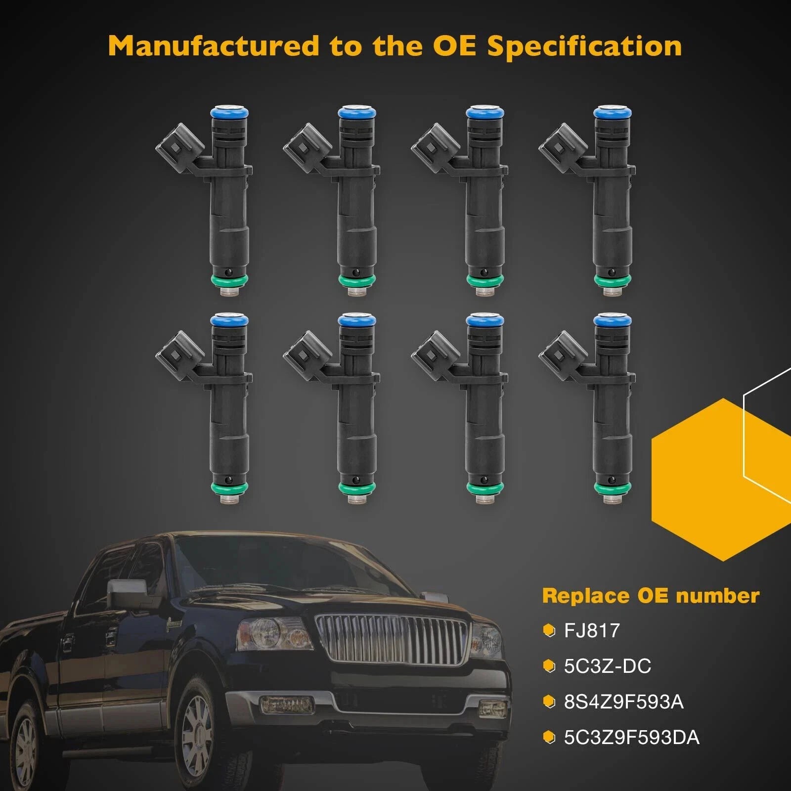 8x FJ817 Fuel Injector Set for Ford F150 F250 F350 Lincoln Navigator (2005–2007)