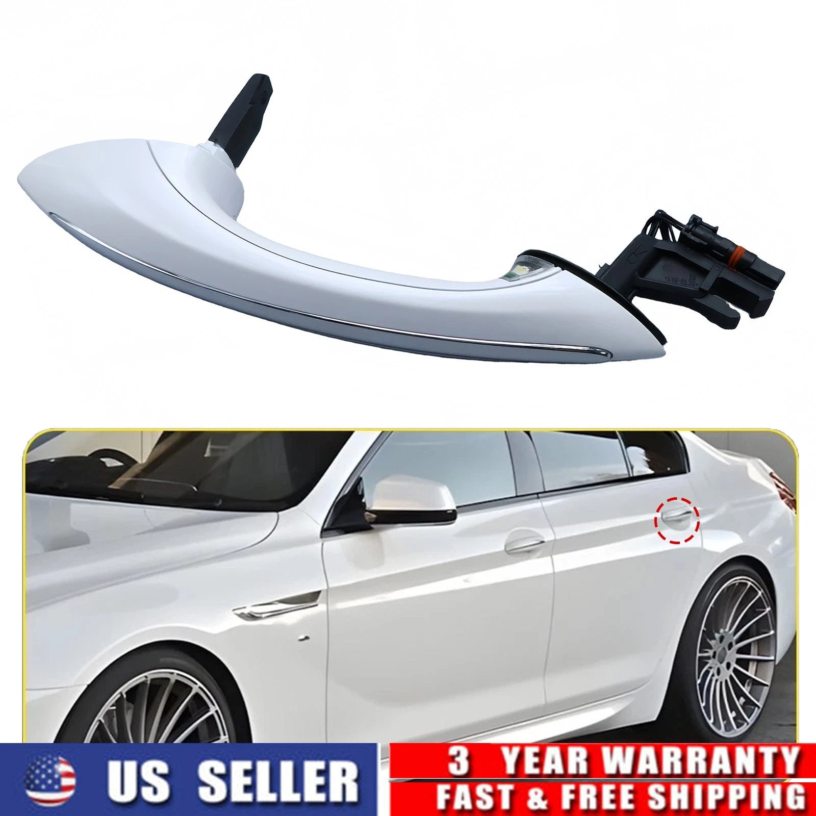 Rear LH Comfort Access Exterior Door Handle w/LED for BMW 520i 528i 535i