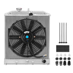 2 Row Aluminum Radiator + Black Fan for Honda Civic/Del Sol/Integra (1992–2000)