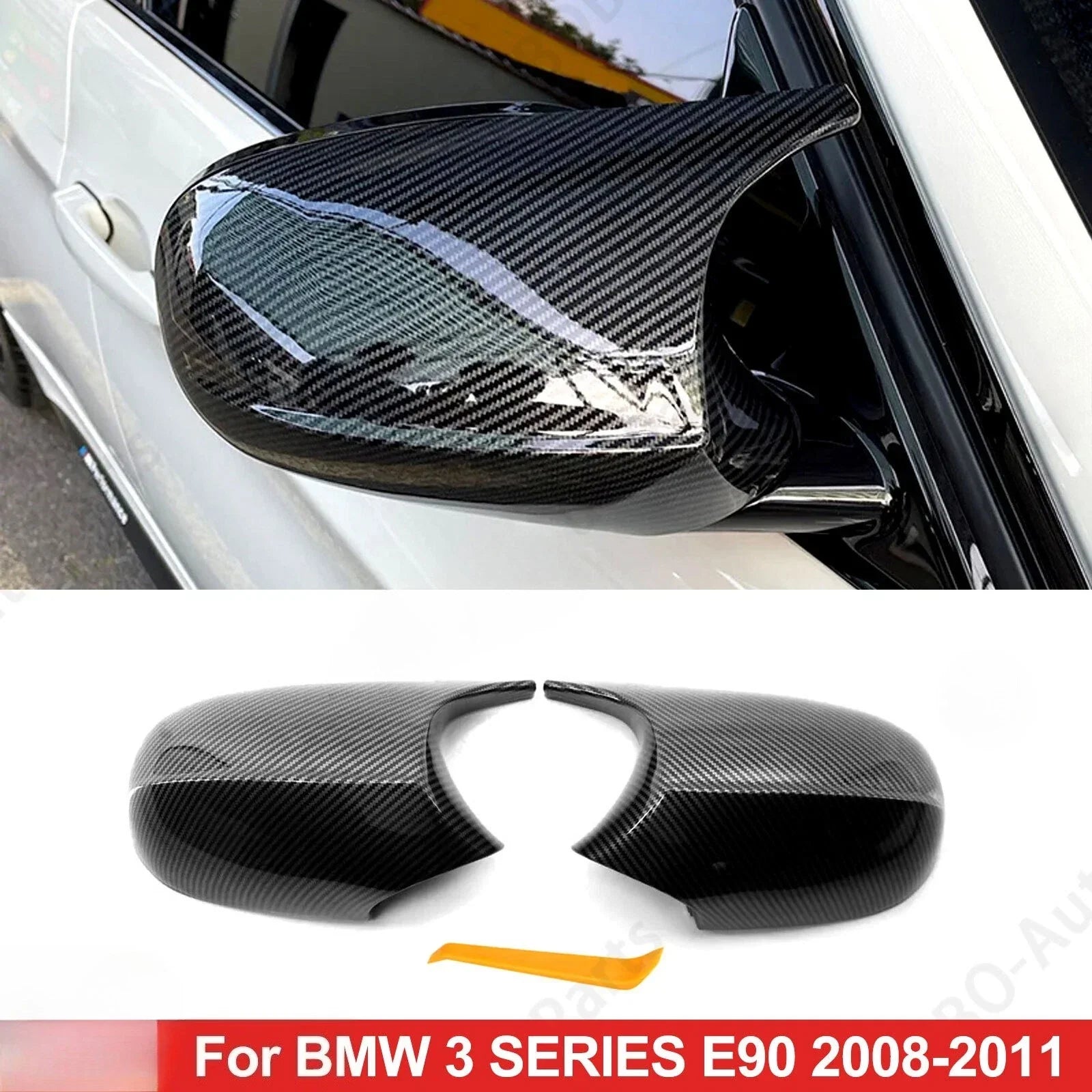 Carbon Fiber M3 Style Mirror Cover Caps for BMW E90 E92 E93 (2005–2013)