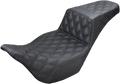 SADDLEMEN Step-Up Seat for FL (2008–2024) - Black, Lattice Stitch, 808-07B-175