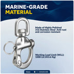 3.5" Swivel Eye Snap Shackle Quick Release for Sailing Boat