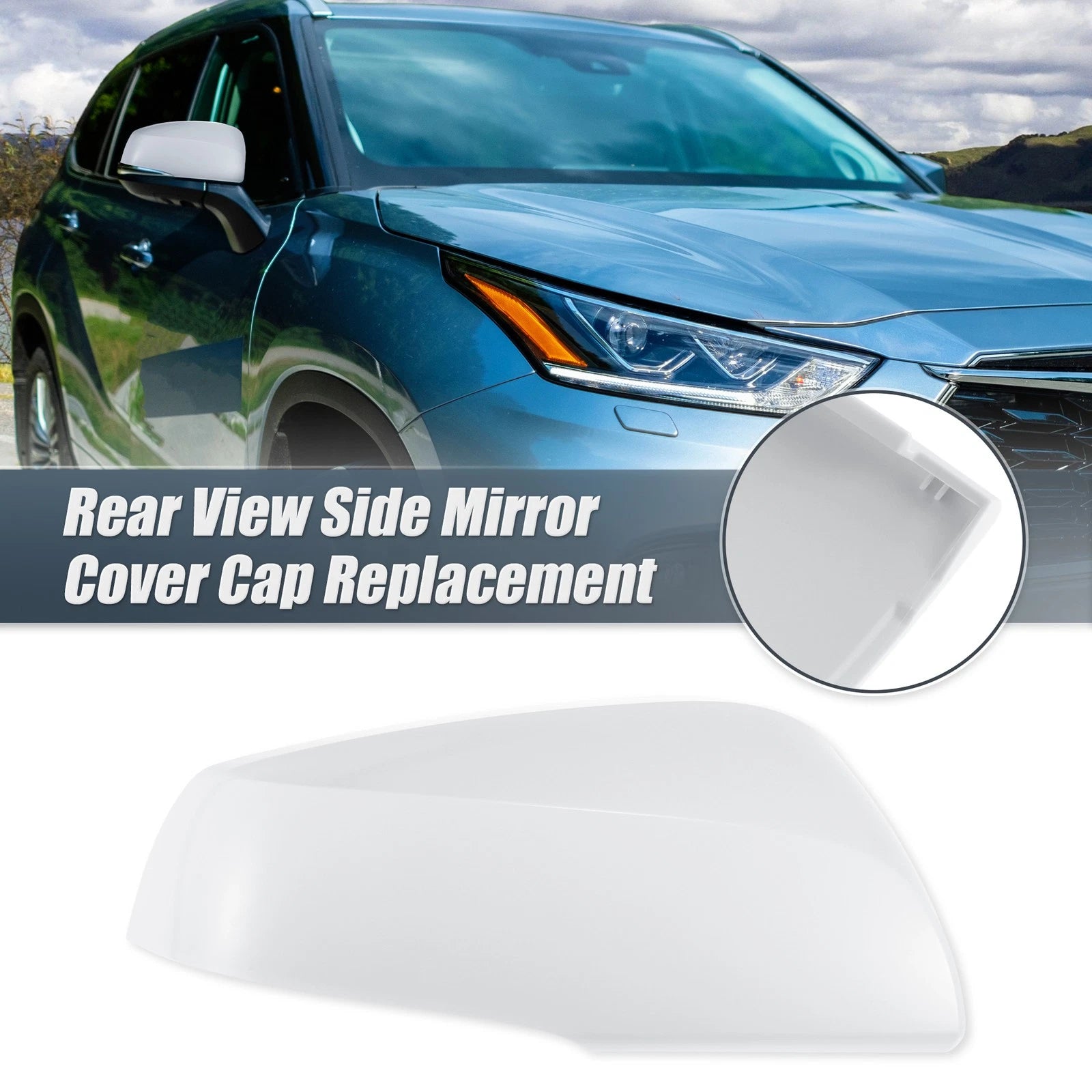 Right Side Mirror Cover Cap for Toyota Highlander (2020–2022) - White