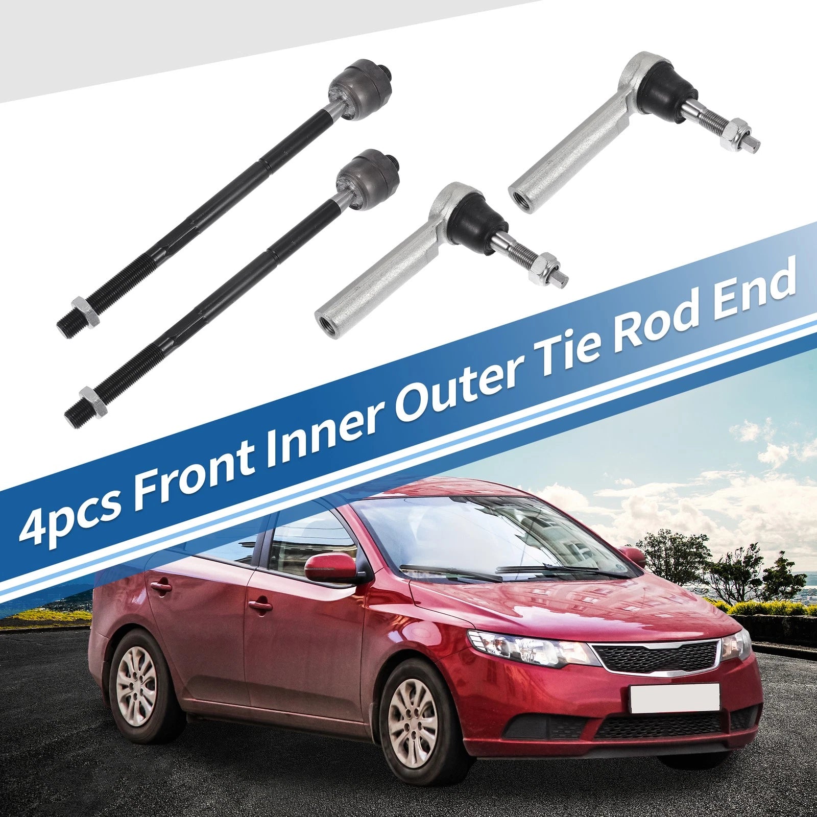 Set of 4 Front Inner Outer Tie Rod End Links for Cadillac Escalade (2002–2020)