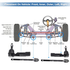 Set of 6 Front Inner Outer Tie Rod End Links for Jeep Dodge (No.EV800416)