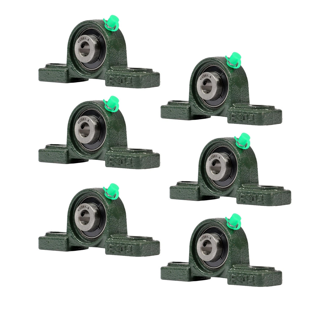 6PCS UCP201-8 Pillow Block Bearing for Various Applications (1/2" Bore)