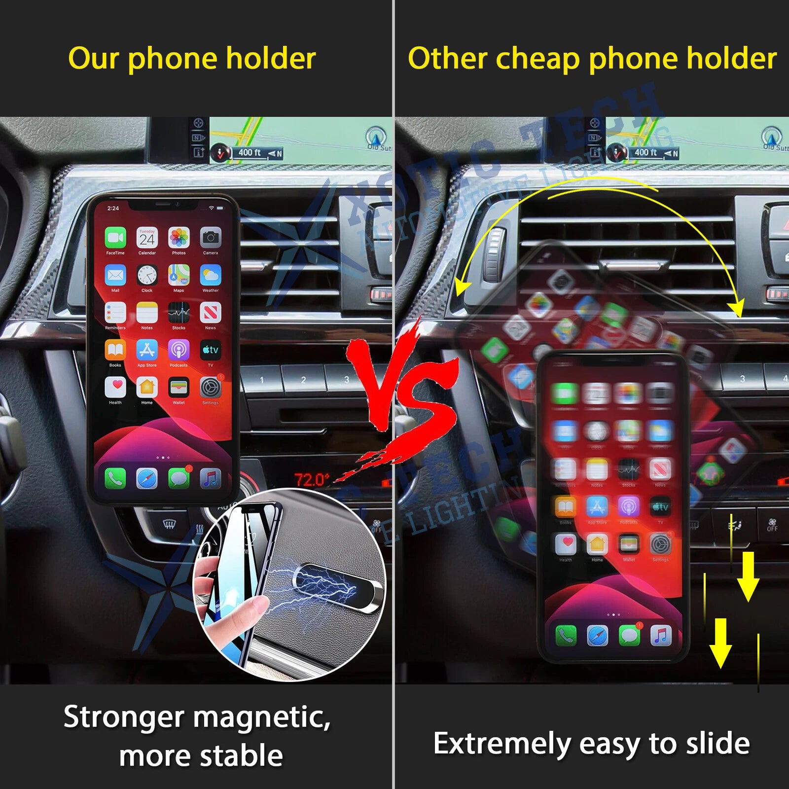 Universal Magnetic Multifunction Phone Car Holder Stand for iPhone Samsung (2019-2024)