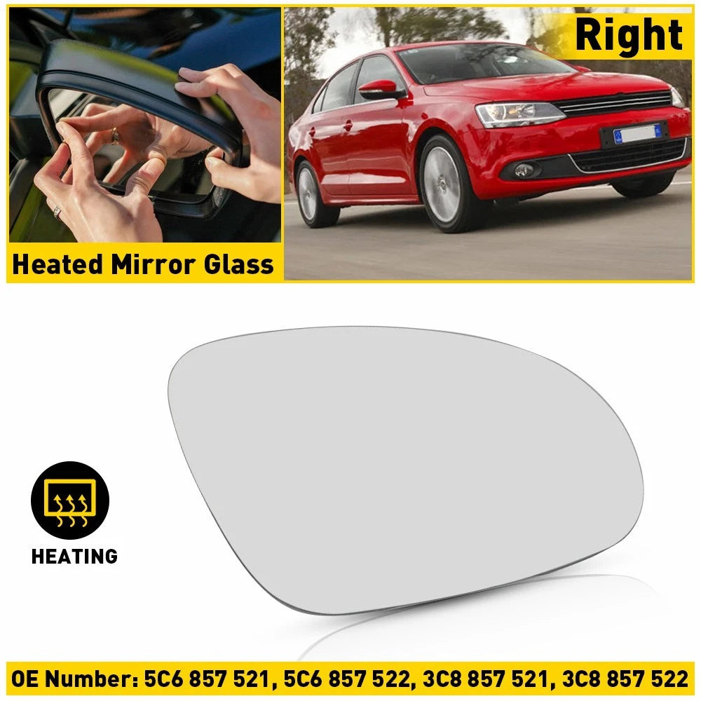 Heated Mirror Glass with Backing Plate for VW R32 Jetta Beetle (2005–2010)