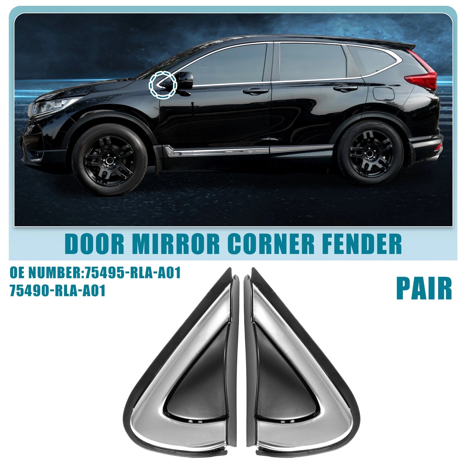 Set of 2 Door Mirror Corner Fender Covers for Honda CR-V (2017–2019)