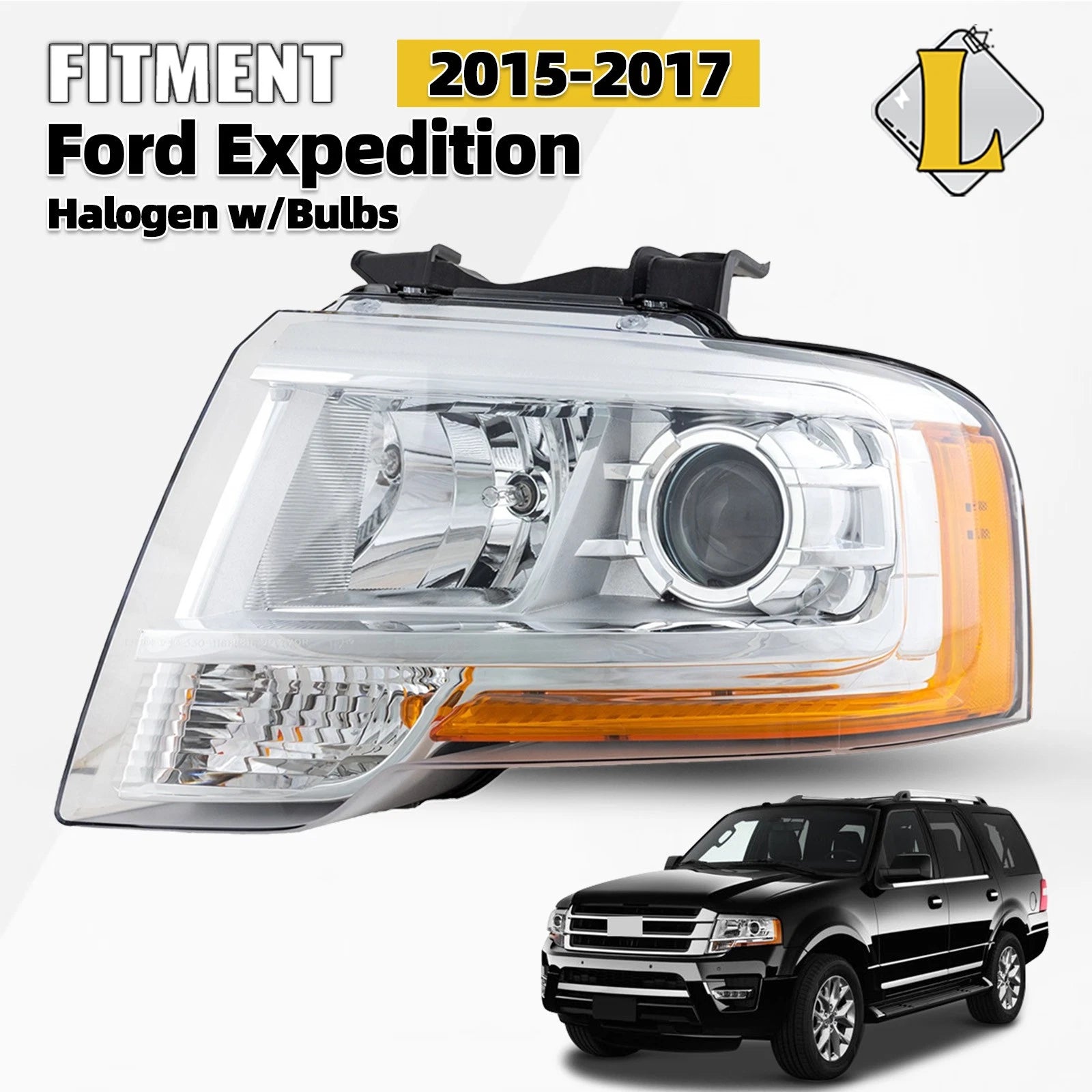Halogen Headlight for Ford Expedition (2015–2017) with Bulb Projector, Left