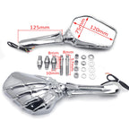 Chrome LED Skull Rearview Mirrors for Honda Suzuki Kawasaki
