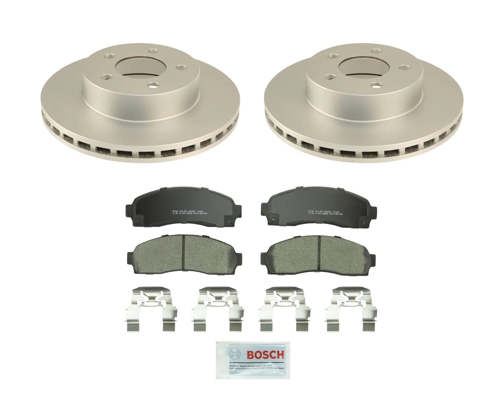 Set of 2 Bosch Front Vented Rotors & Ceramic Brake Pads for Ford 4WD