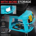 Rolling Garage Stool for Blue 300 LBs Mobile Seat (360-Degree)