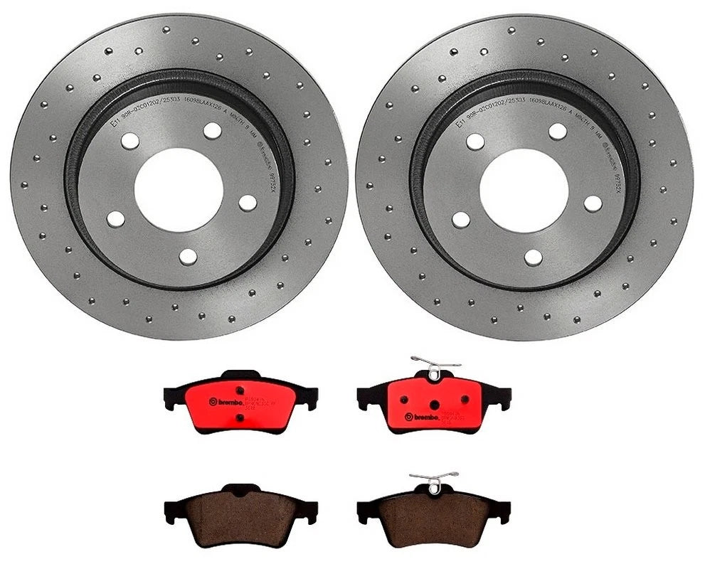 Brembo Xtra Rear Brake Kit 280mm Disc Rotors Ceramic Pads for Mazda 3