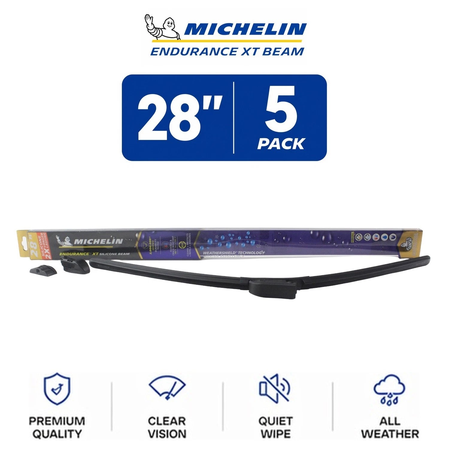 Set of 5 Michelin Endurance XT Beam Wiper Blades 28" All-Weather