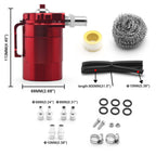 Oil Catch Can Kit with Breather Filter for Universal Applications (Aluminum)