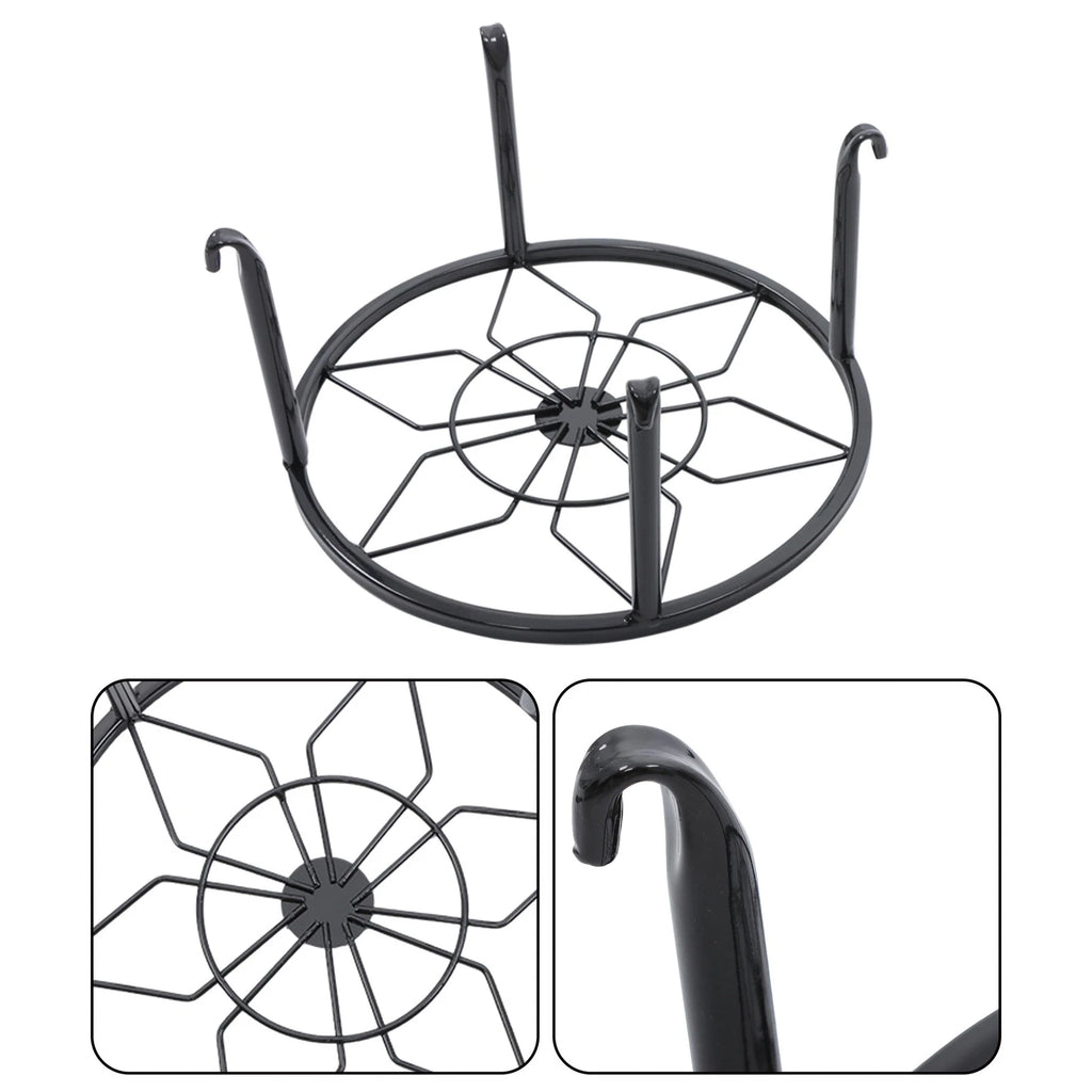 Set of 3 Metal Plant Stands for Flower Pot Heavy Duty Black Round