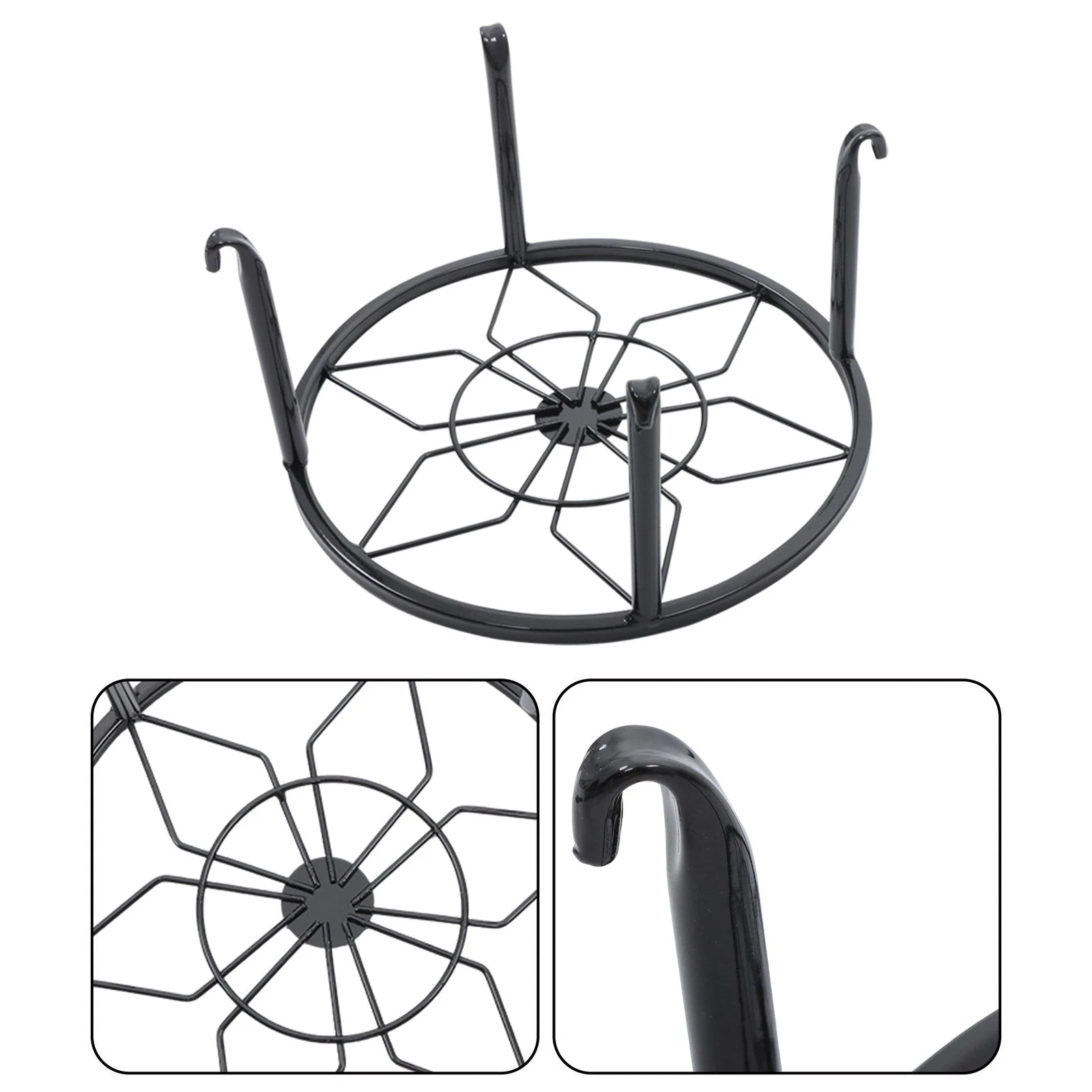 Set of 3 Metal Plant Stands for Flower Pot Heavy Duty Black Round