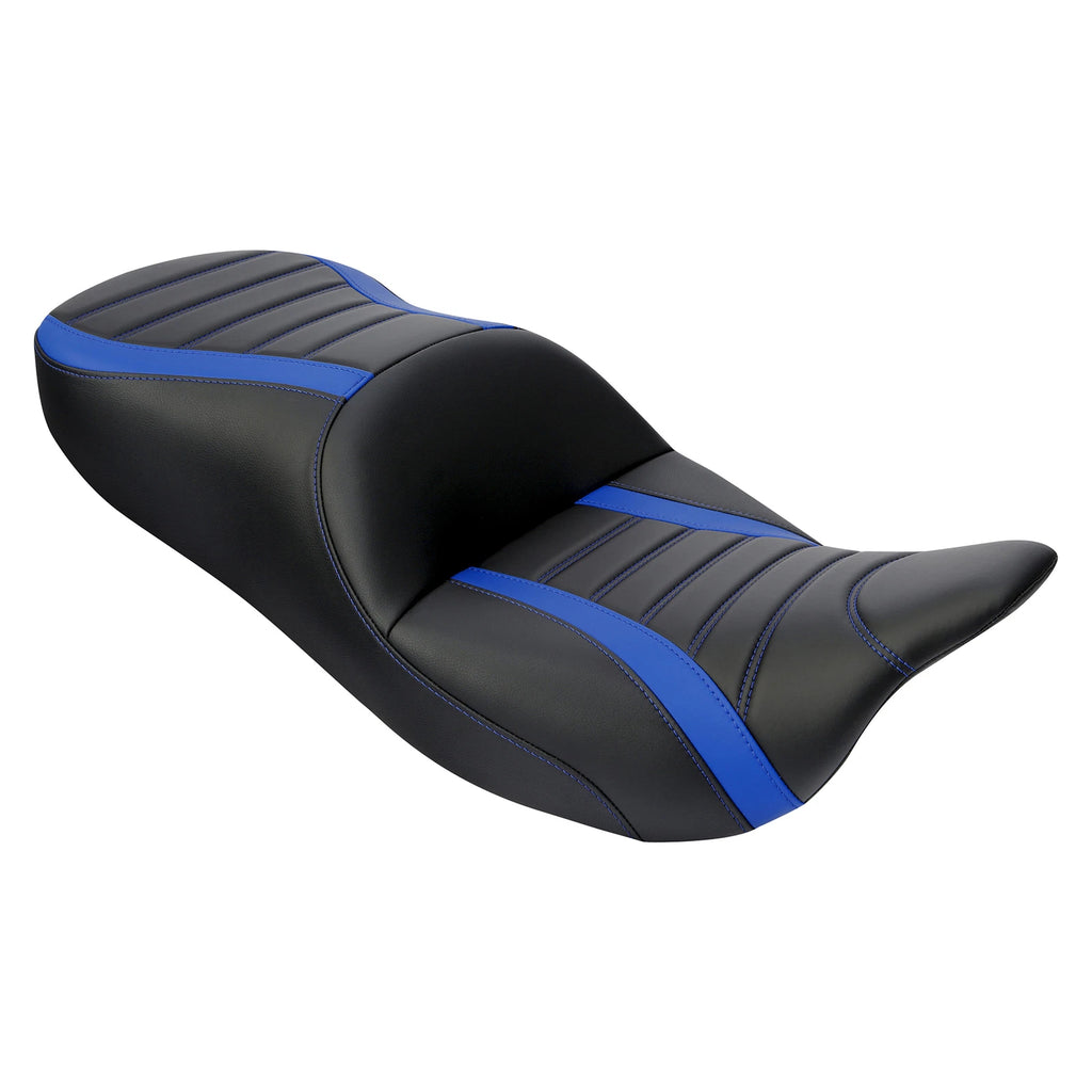 2X Black Blue Driver Rider Passenger Seat for Harley Touring Glide (2009–2023)