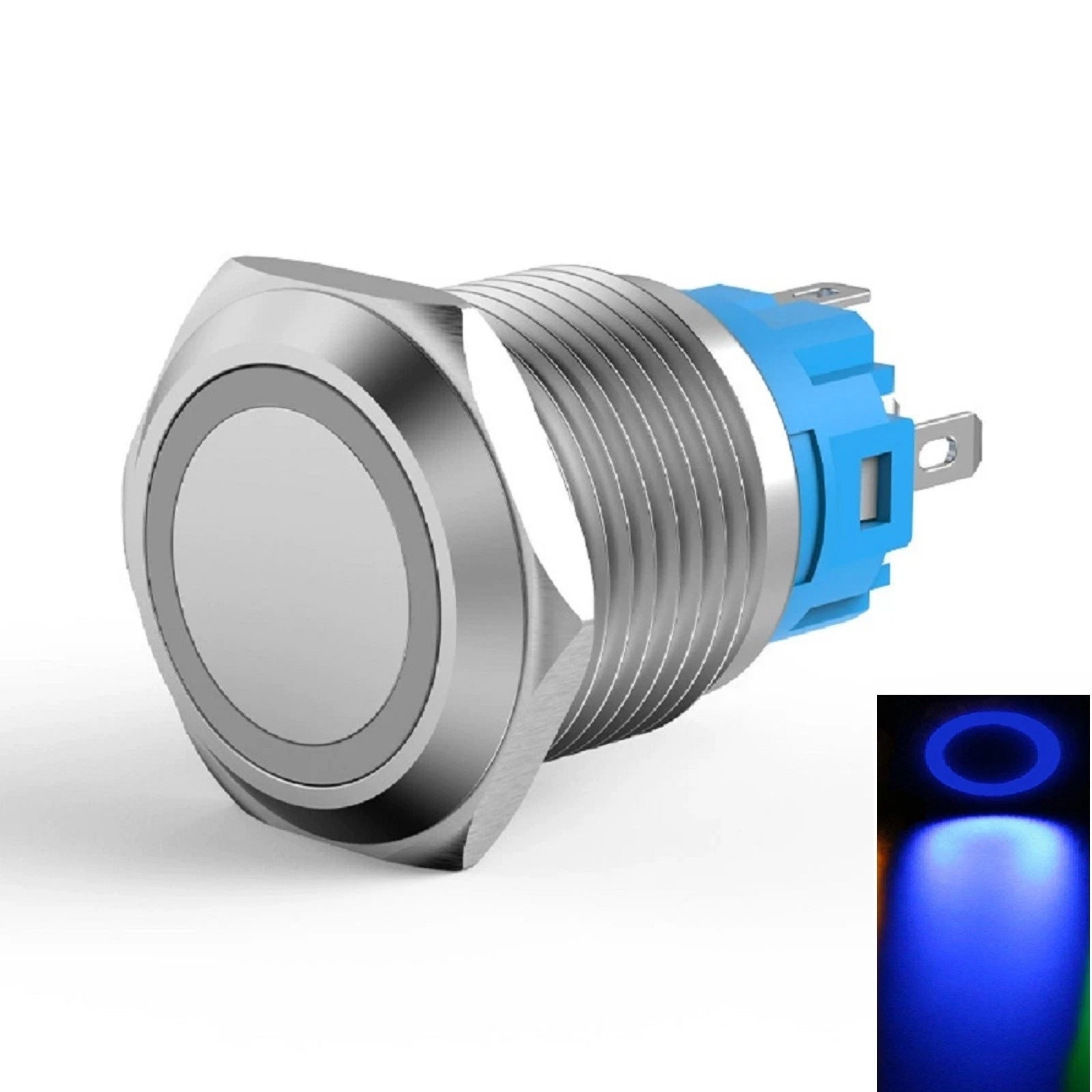 LED Push Button Switch 19mm for 110V 220V (Self Resetting)