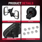 2X Black Heated Towing Mirrors for GMC Sierra 1500 2500 3500 HD (2014–2018)