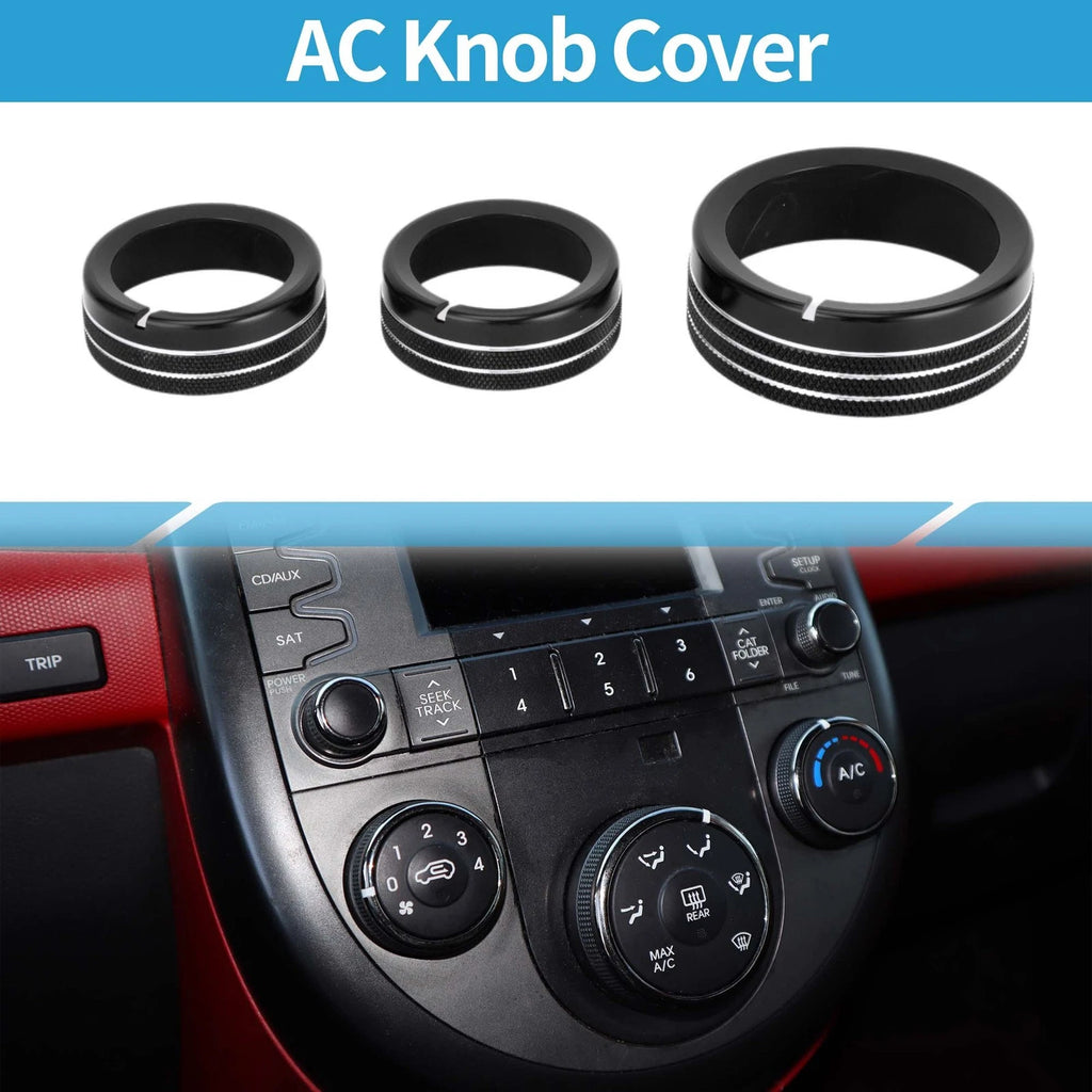 Set of 3 AC Climate Heater Switch Knob Cover Rings for Kia Soul (2009–2013)