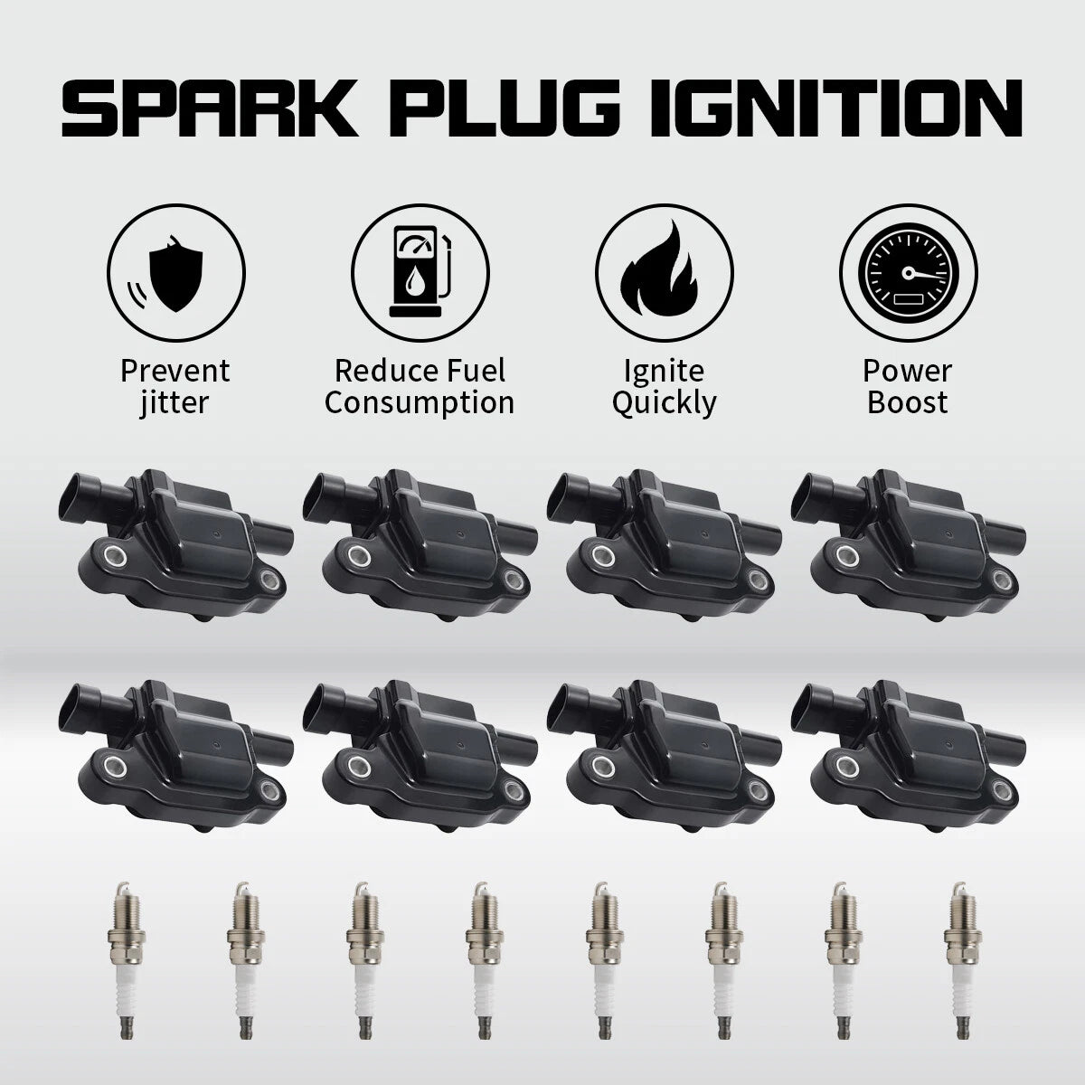 8X Ignition Coil & Iridium Spark Plug for Chevy Silverado Express (2003–2023)