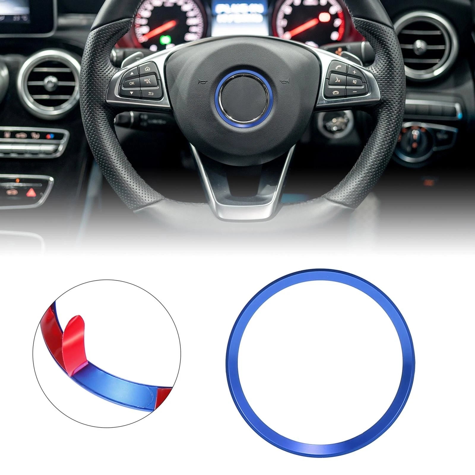 Steering Wheel Ring Cover Trim for Mercedes Benz C Class C200L E300L GLA220 (2015–2021)