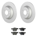 Set of 2 Bosch QuietCast Rear Rotors & Hella Low-Met Pads for Jetta Tiguan