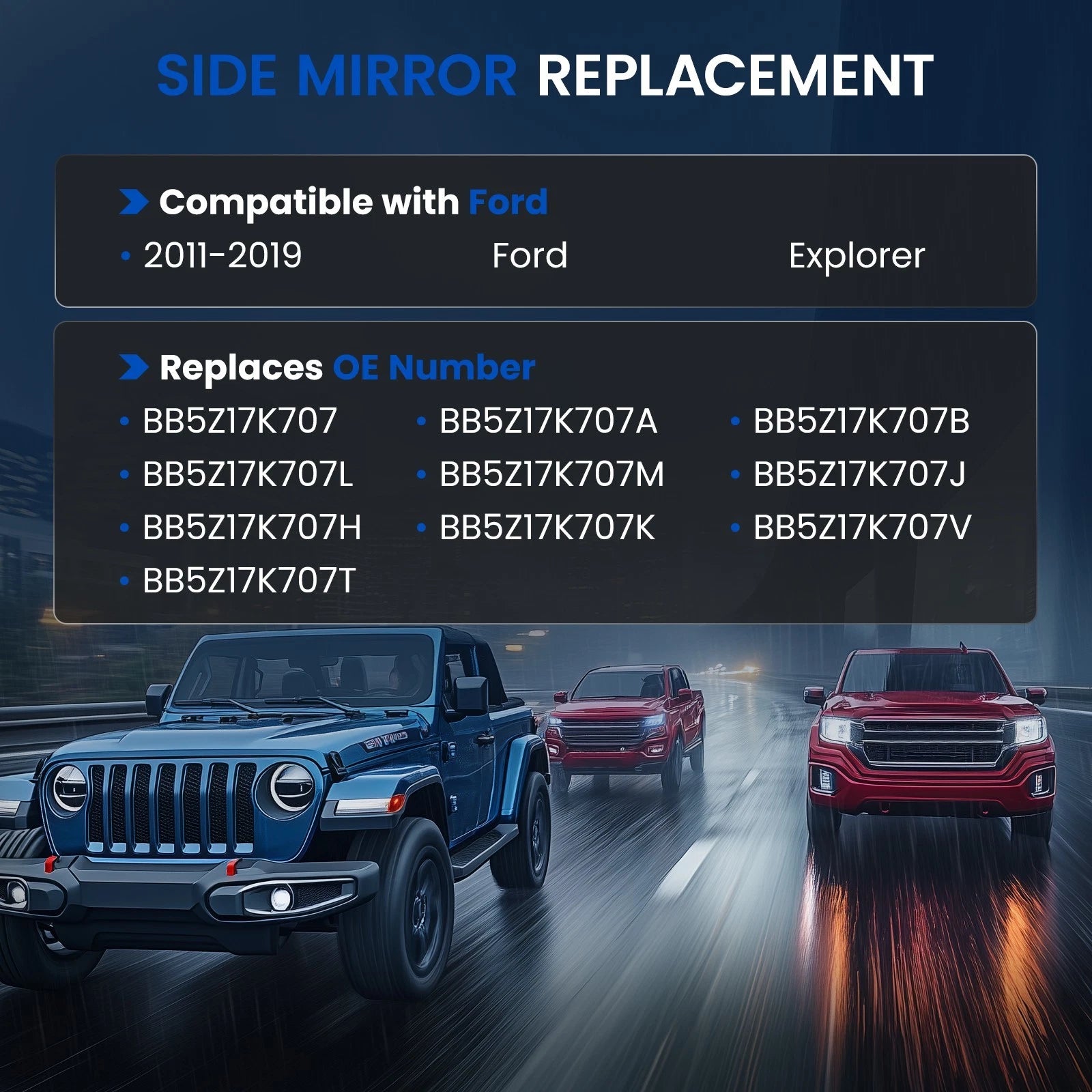 Heated Right Mirror Glass for Ford PI Utility (2013-2017)