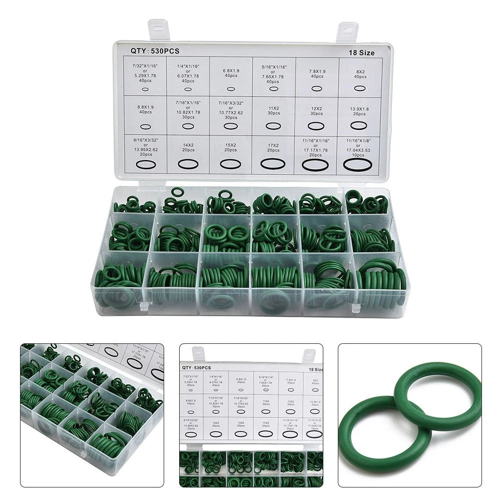 530 Pcs Rubber O-Ring Assortment Set for Automotive Tools