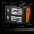 Factory Style Headlight Lamps for GMC Sierra 1500 2500 3500 (2007–2014) Black/Amber
