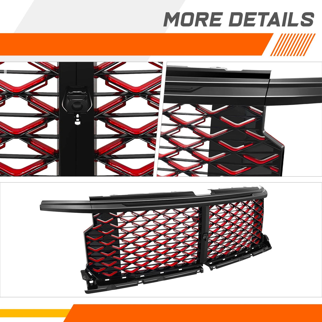 Badgeless Diamond Mesh Front Bumper Grille for Silverado 1500 LT RST (2022–2026)