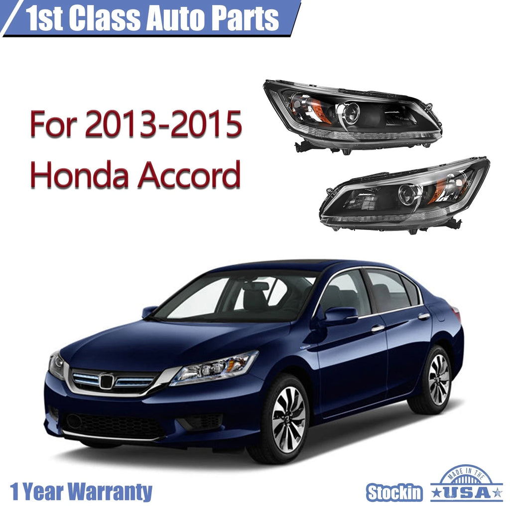Set of 2 Halogen Headlights for Honda Accord Sedan (2013–2015)