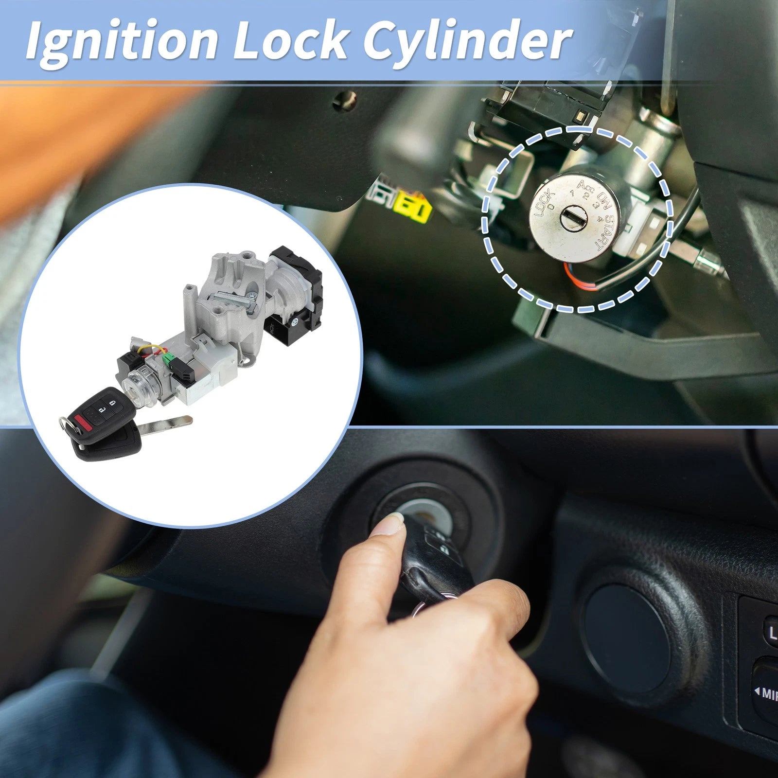 Ignition Lock Cylinder W/ 2 Key for Honda Accord L4 2.0L (2014–2017)