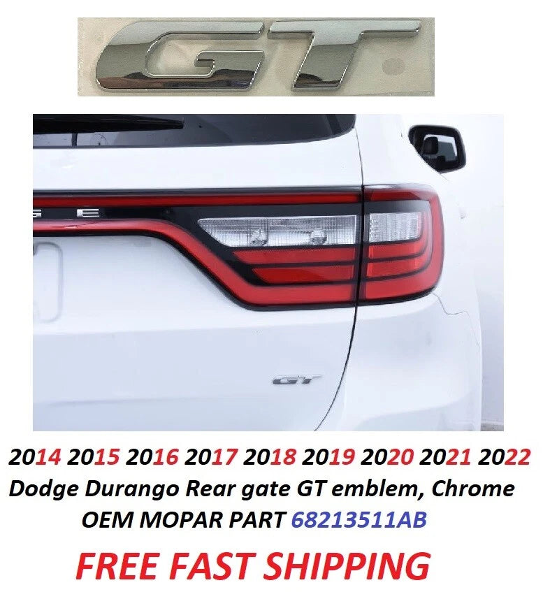 Chrome Trunk Decklid GT Nameplate for Dodge Durango (2018–2024)