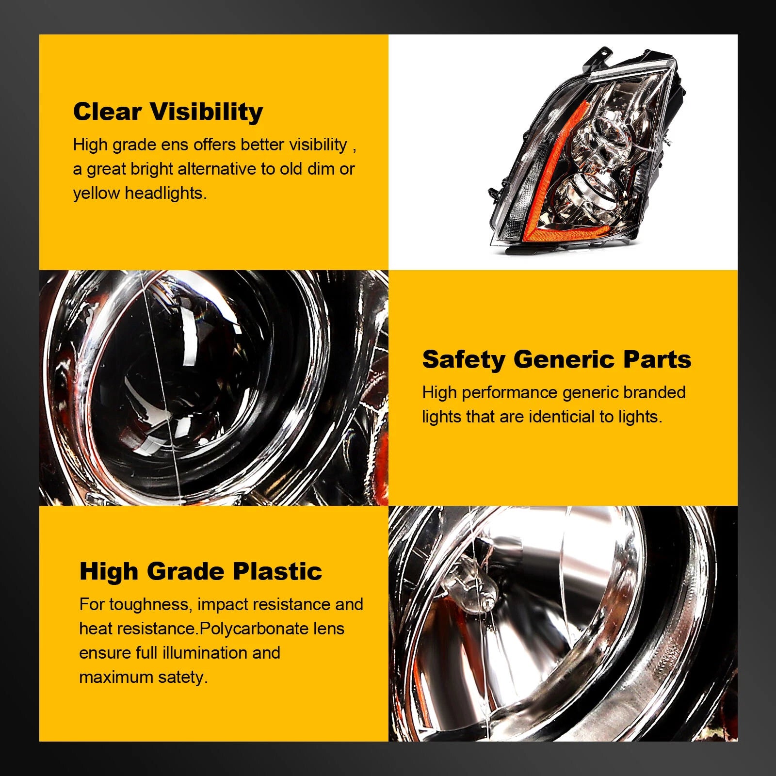 Pair of Halogen Headlight Assemblies for Cadillac CTS (2008–2014)