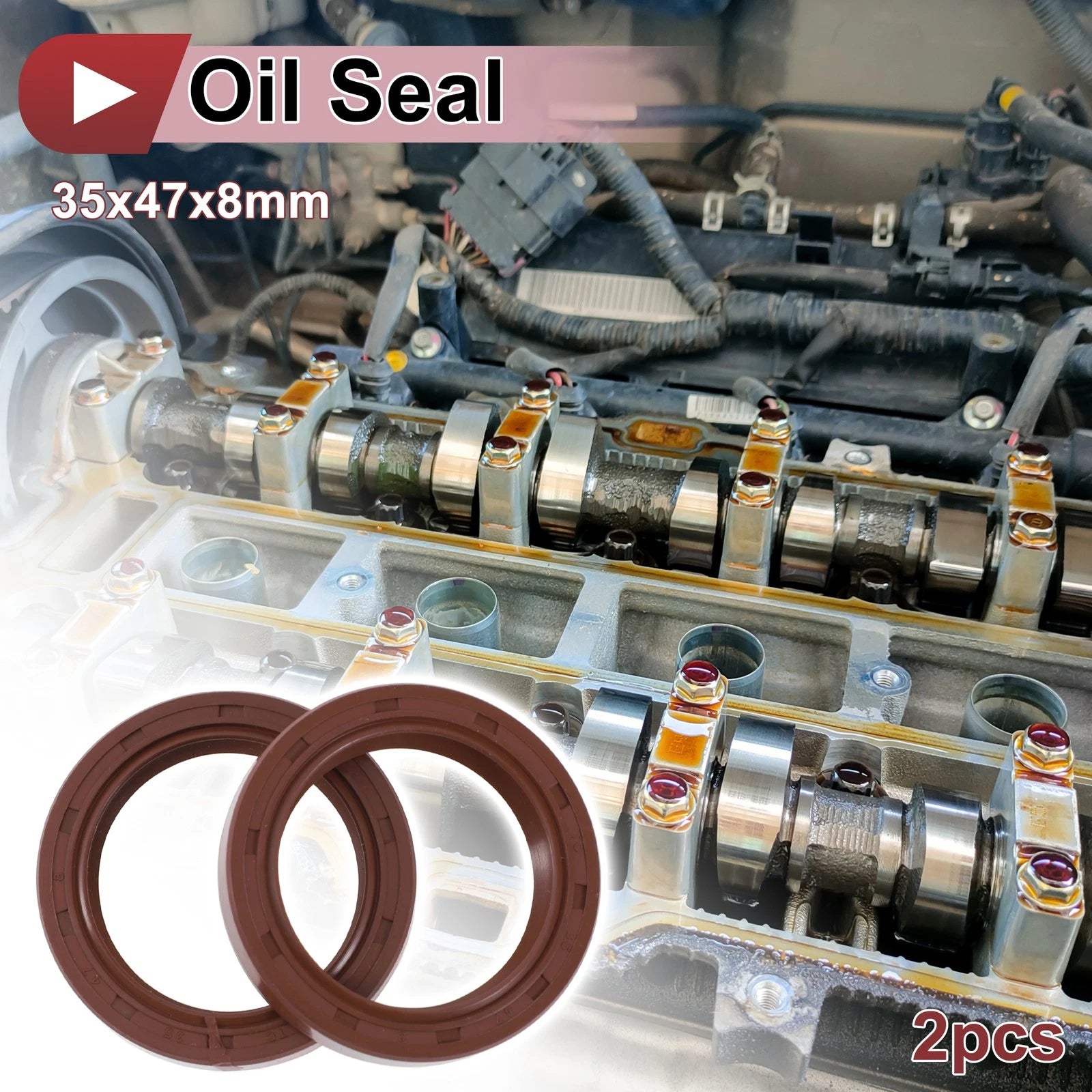 2X Oil Seal Rotary Shaft Seal FKM Rubber 35x47x8mm  