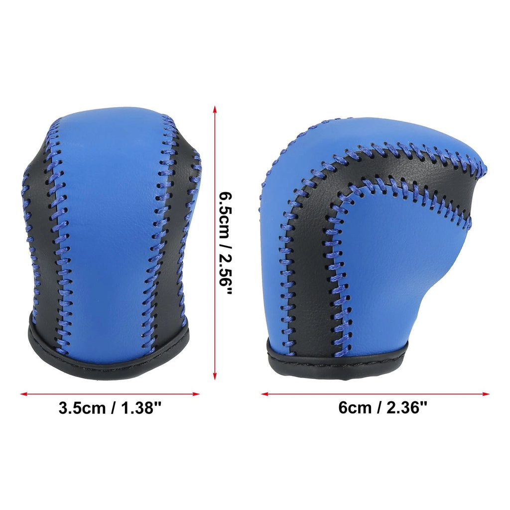 Gear Shift Knob Cover for Toyota C-HR (2018–2019) - Blue Faux Leather, Blue Stitches