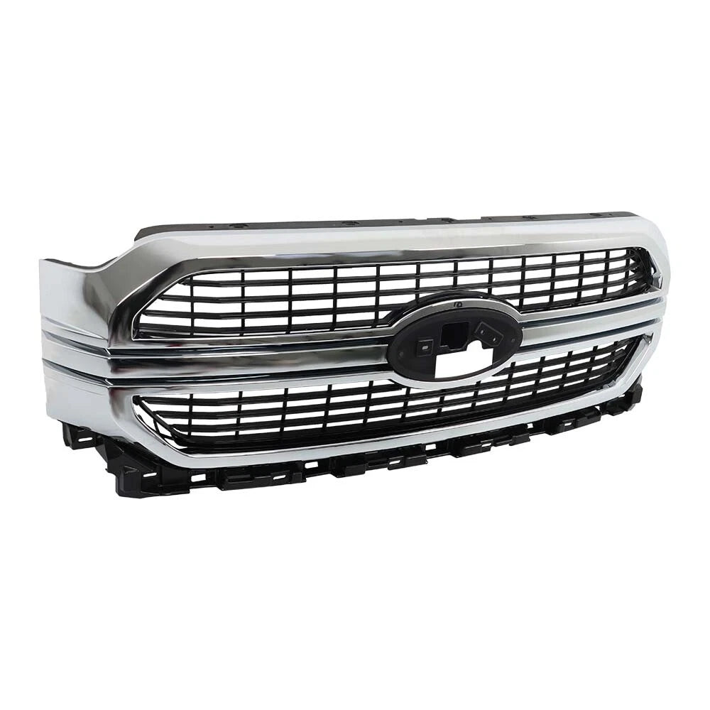 Front Upper Grille for Ford F-150 (2021-2022) Silver Black Mesh