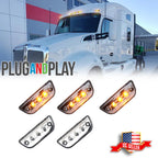 5pc Clear Lens Chrome Amber LED Roof Clearance Marker Lights for Kenworth T680 (2017–2023)
